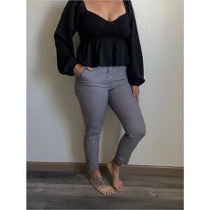 MANGO Houndstooth Pants US 6 Black White Preppy Classic